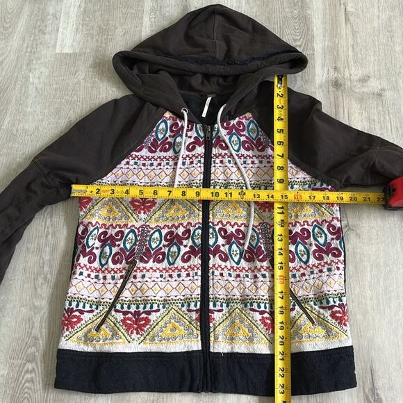 Free People Embroidered Full Zip Hooded Jacket Boho Aztec Southwest - Size Small - Picture 7 of 10